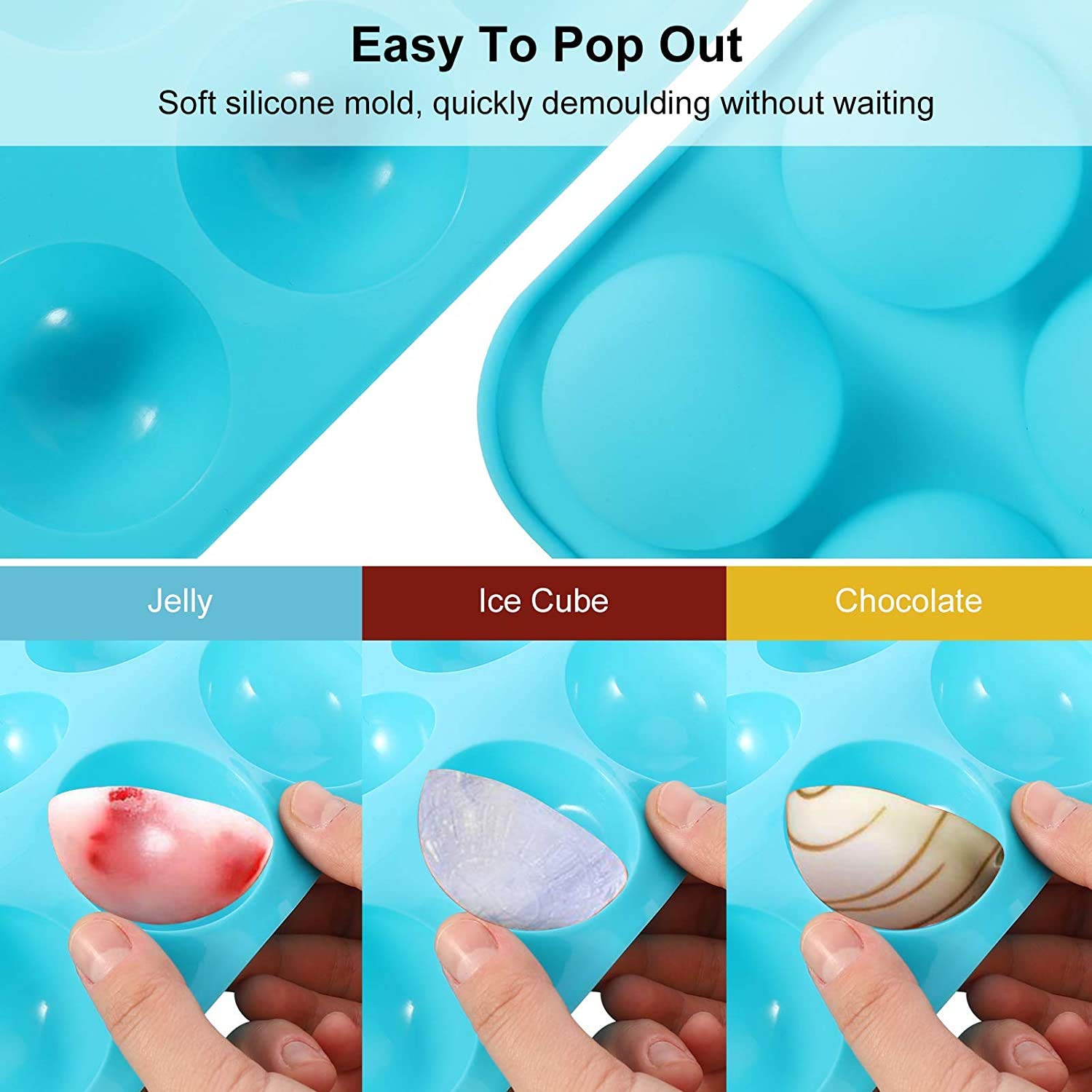 Moule en Silicone de Demi-sphère de 4 pcs, 6 moules Semi-Forme de la cavité Sphere Sphere Sphere Cupcake Moule de Cuisson for Chocolat, gâteau