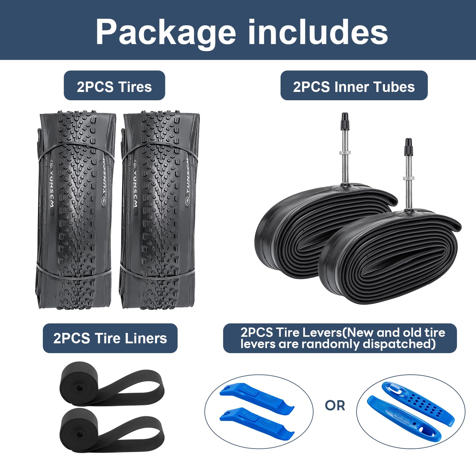 YUNSCM Neumáticos Ligeros de para Bicicleta de montaña ETRTO 40-622 60TPI de Nailon antipinchazos y Tubos de Bicicleta 700C compatibles con neumáticos y Tubos de 700X36C/37C/38C/40C, 2