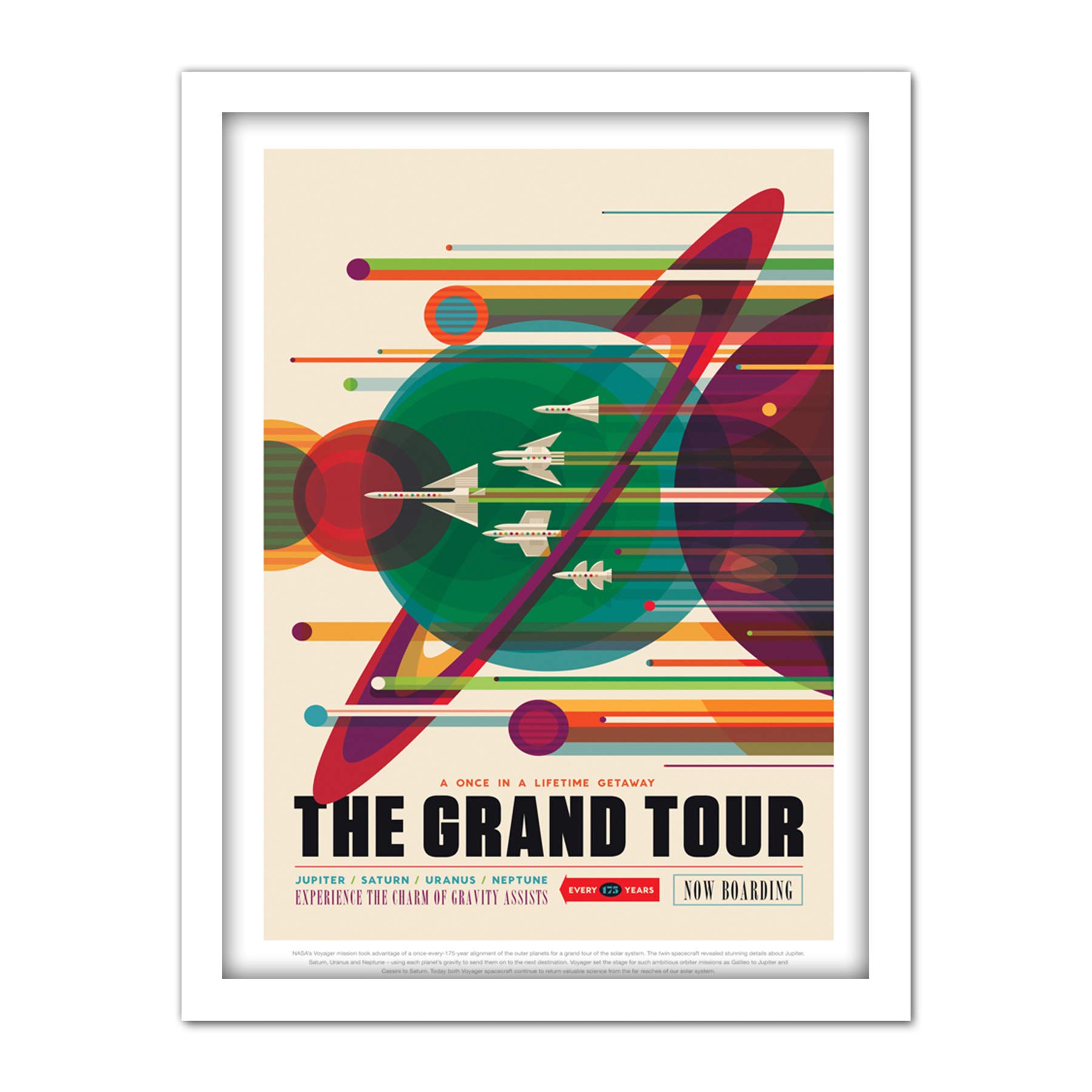 The Grand Tour NASA Space Tours Travel Artwork Framed Wall Art Print 18X24 Inch