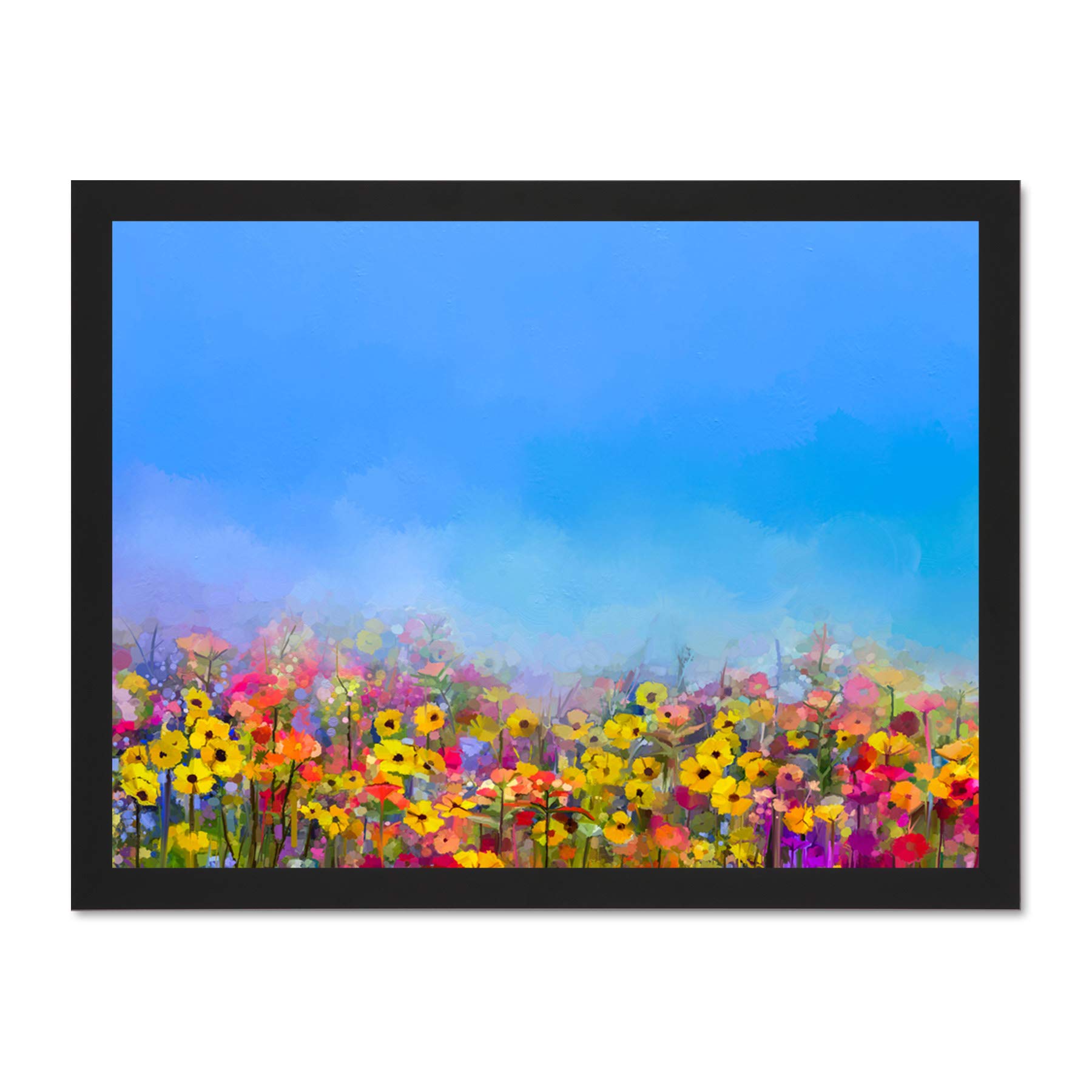 Wee Blue Coo Field of Wildflowers Large Framed Art Print Wall Poster 18x24 inch