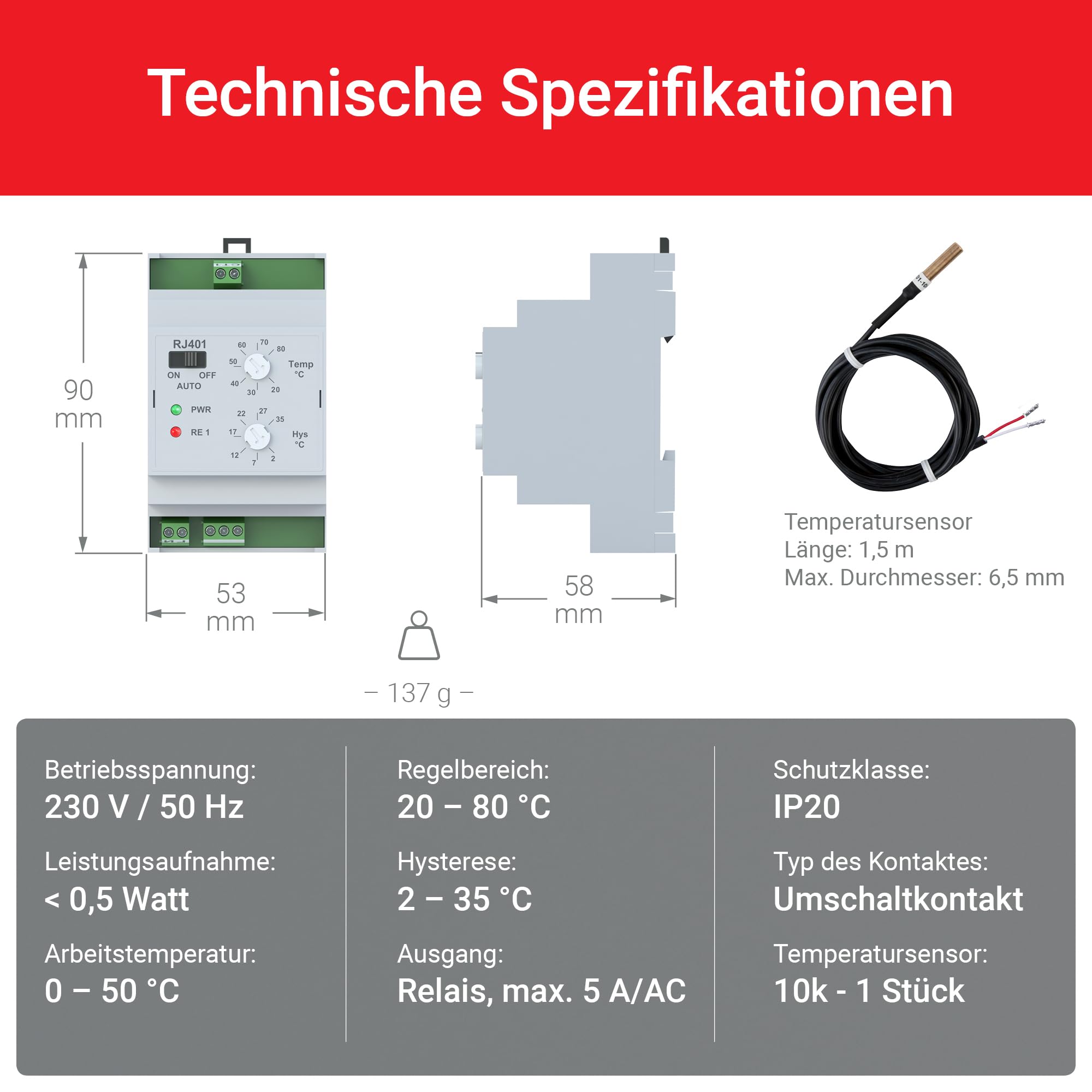 Bock elettrico interruttore temperatura, rj401