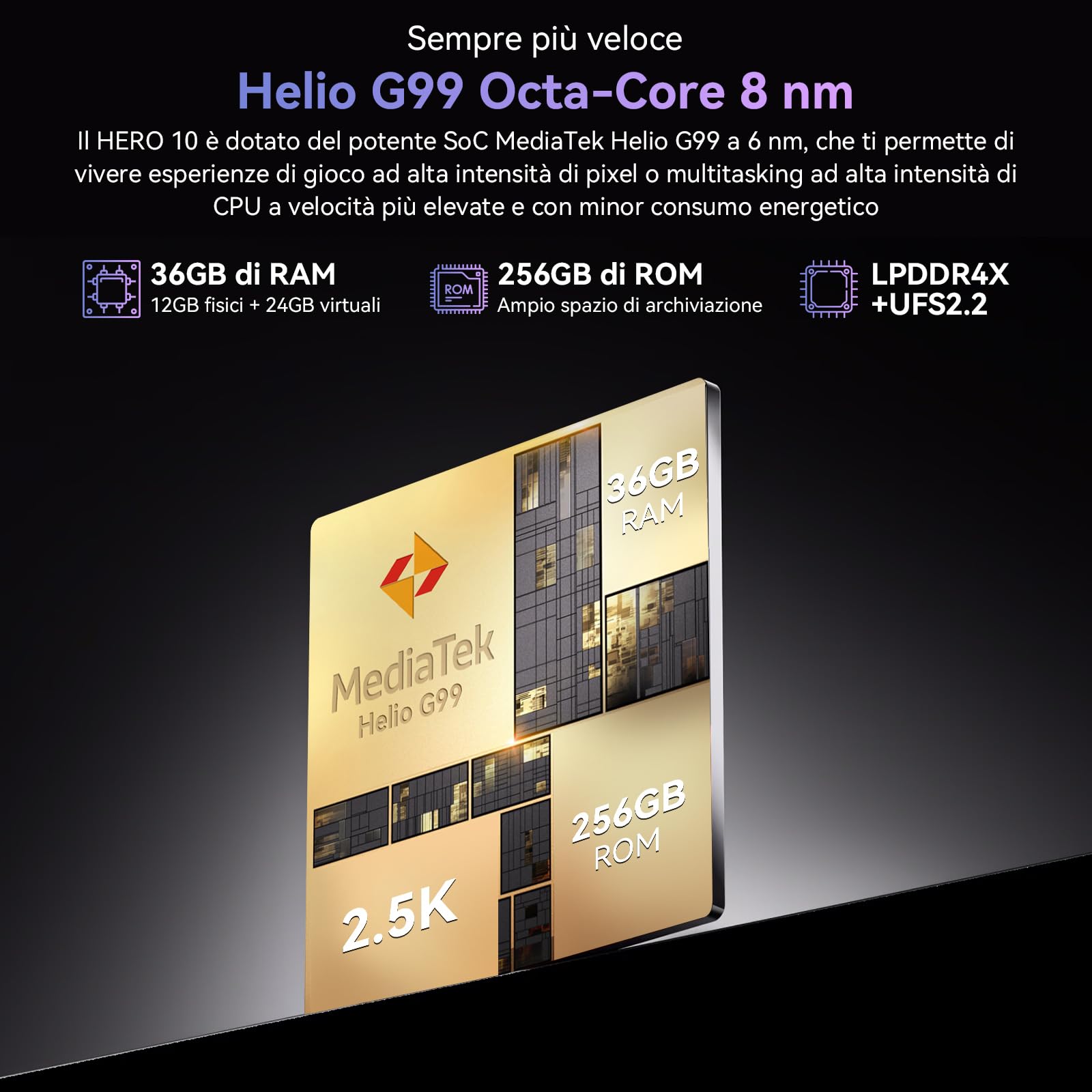 Blackview Smartphone Pieghevole Hero 10 con 1.19'' Secondario Schermo, 256GB ROM+36GB RAM, Helio G99, 6.9" FHD+ AMOLED /120Hz, 108MP+32MP, 45W/ 4000mAh,NFC/Fingerprint/Face ID/L1/GPS