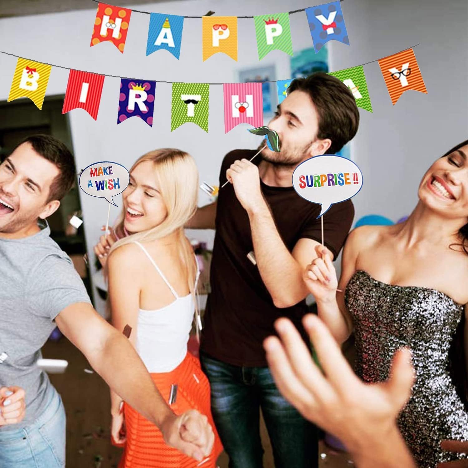 Birthday Photo Booth Combo (15 photobooth Props+1 Birthday Banner) / Happy Birthday Photobooth/Happy Birthday Photo Props/Happy Birthday Banner/Happy