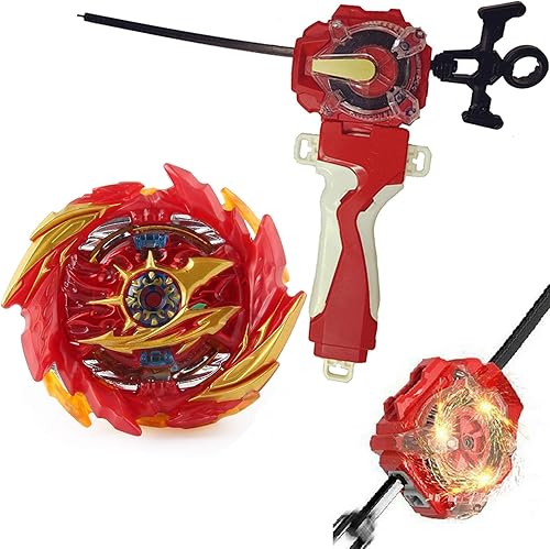 Beys Burst Booster B-159 Super King Hyperion .Xc 1A Starter con Battle String LR (giro izquierdo y derecho) Launcher Sparking and Launcher Grip Set