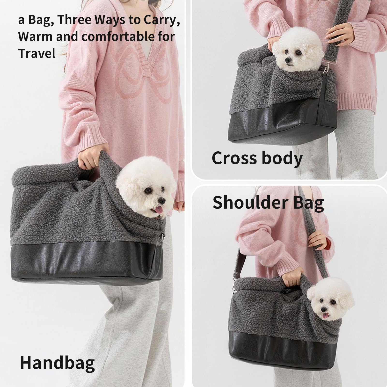 Bolso Transportador para Gatos Bolsillo Impermeable y Suave | Con De Arnés De Seguridad Y para Razas Pequeñas y Medianas en Invierno, Exteriores, Viajes y Compras