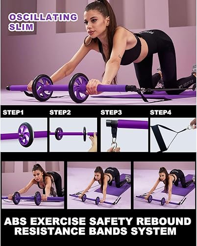 Miniatura 5 de Pilates bar kit Multiple Fitness bar with Resistance Bands, Ab Rollers.Core Strength Training Equipment. Squat Machine for Men and Women.Portable