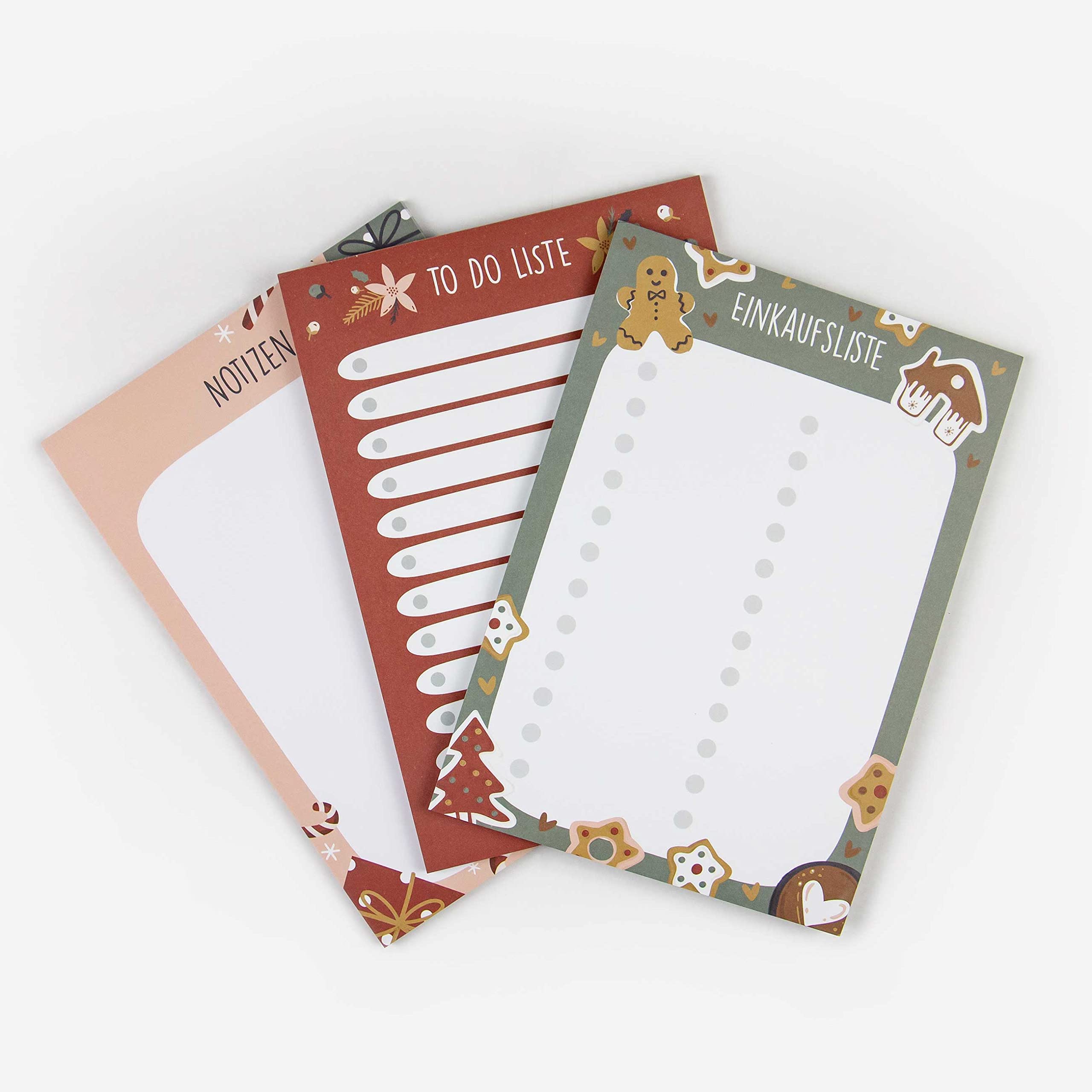 Christmas Planner Set of 3 DIN A5 3 Notepads for Notes, Shopping & To-Do Lists Diary for Christmas