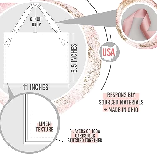 Miniatura 5 de Ritzy Rose Set of 2 Reserved Row Sign for Wedding Ceremony Chairs or Events - Thick Paper Banner for Seating - White Linen Cardstock with Black Font