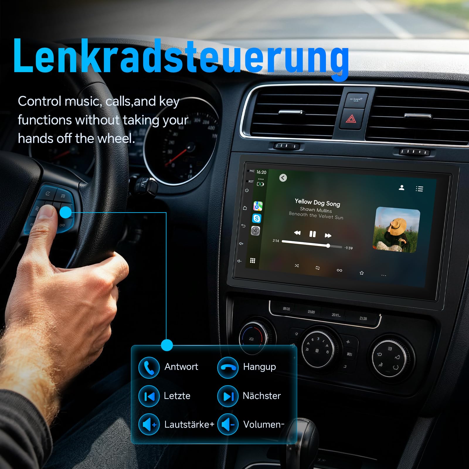 Haudio 2 Din Autoradio mit Wireless CarPlay & Android Auto, 7 Zoll IPS Bildschirm, GPS, Sprachsteuerung, LFB, FM/RDS/AM,25 UI-Designs,Rückfahrkamera, 2+64GB, für alle PKW Fahrzeuge(Aktualisierte CPU)