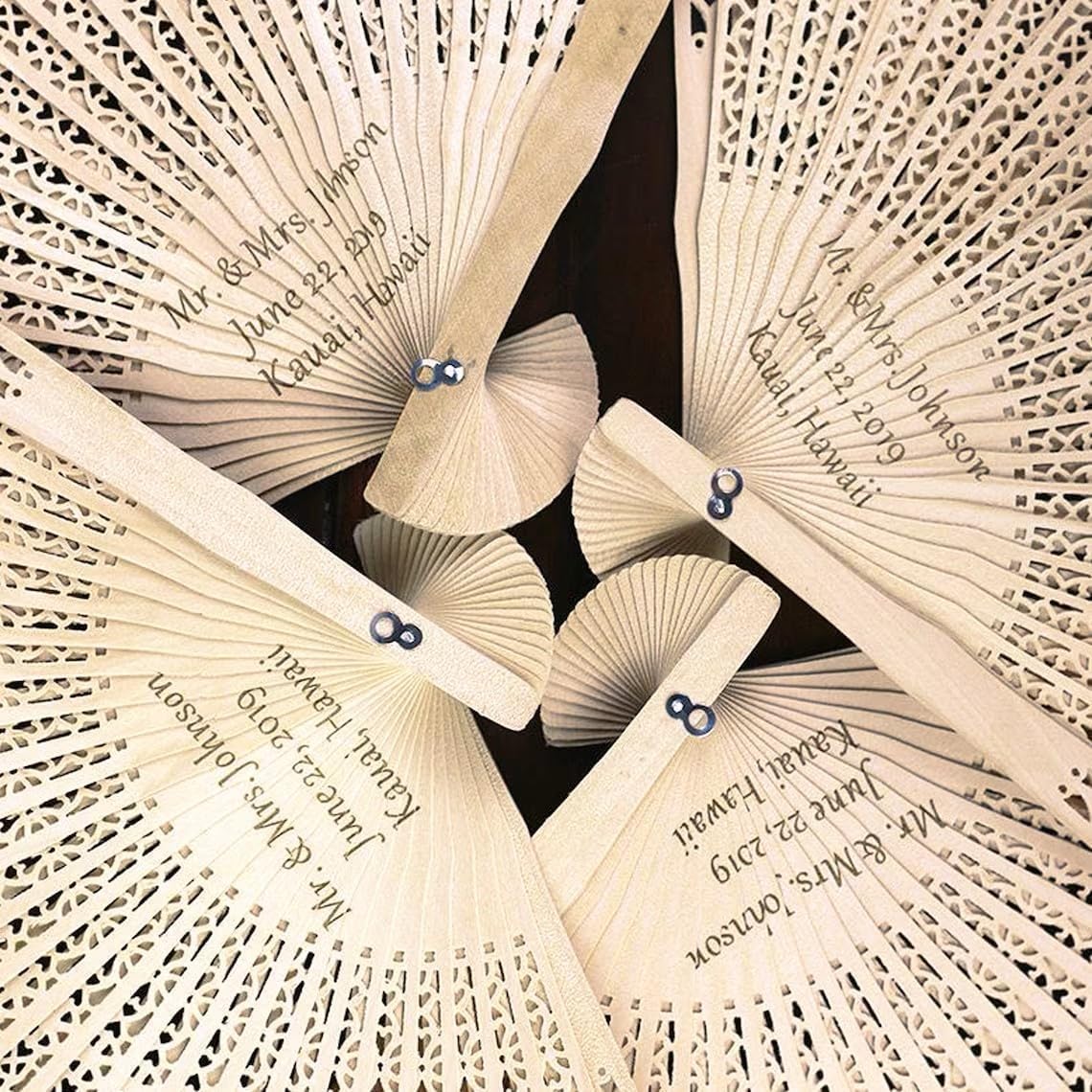 Personalized Wedding Handheld Folding Fans - Engraved Sandalwood Fans, Custom Fans Gift for Engagement, Bridal Gifts, Party Favors, Groomsman Gifts, Thank You Gift (12pcs)
