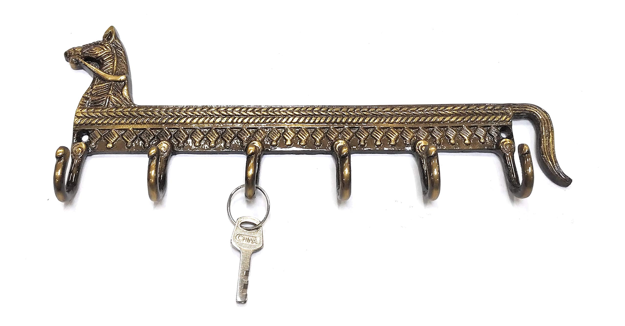 FAPBADRI Brass Keyholder - 6 Hooks Horse Design for Wall/Home Decor/Office Decor - Antique Finish, Screws and Wallplugs Included (B0842RDYCG) Amazon Price History, Amazon Price Tracker