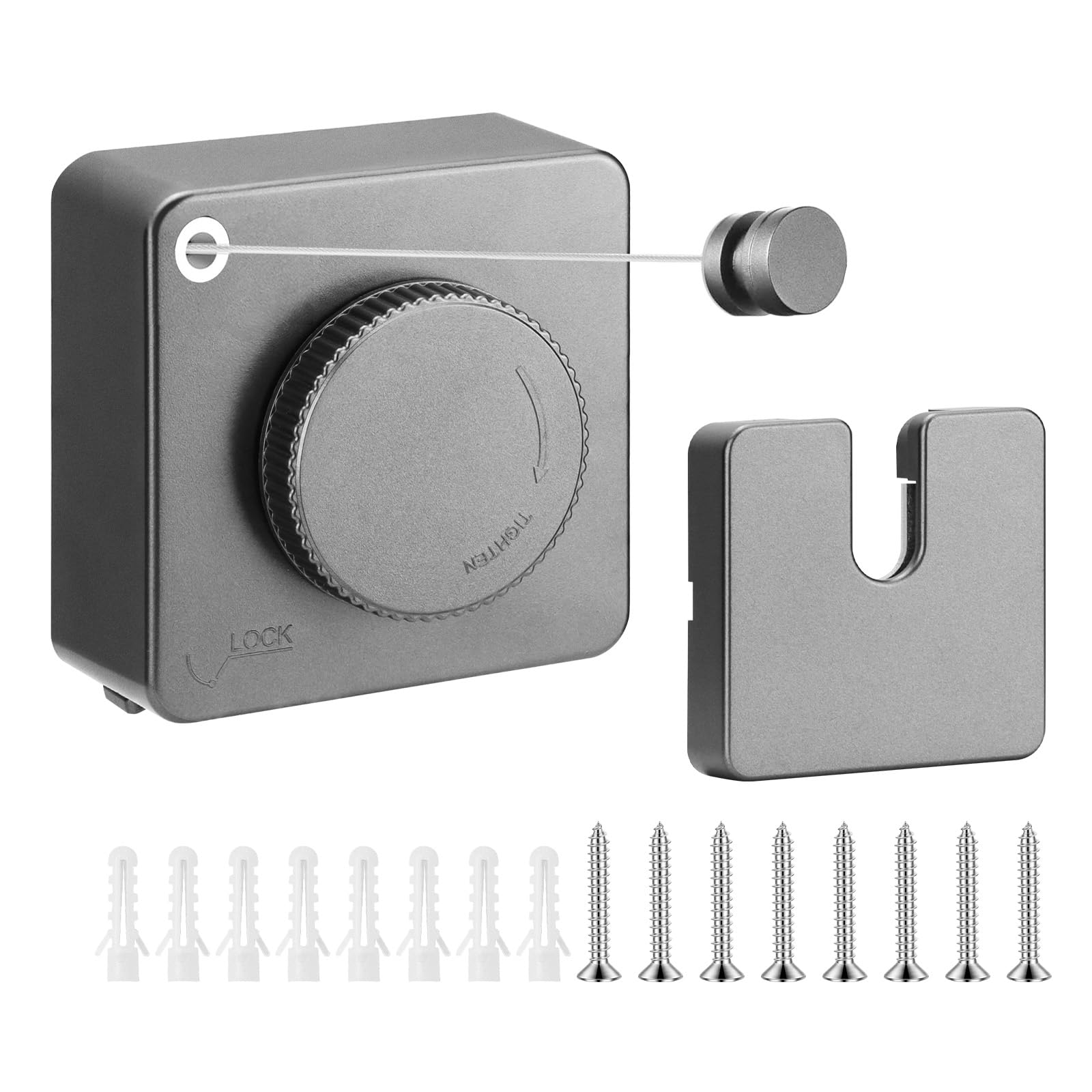 Étendoir rétractable pour intérieur extérieur - Corde à linge robuste grise