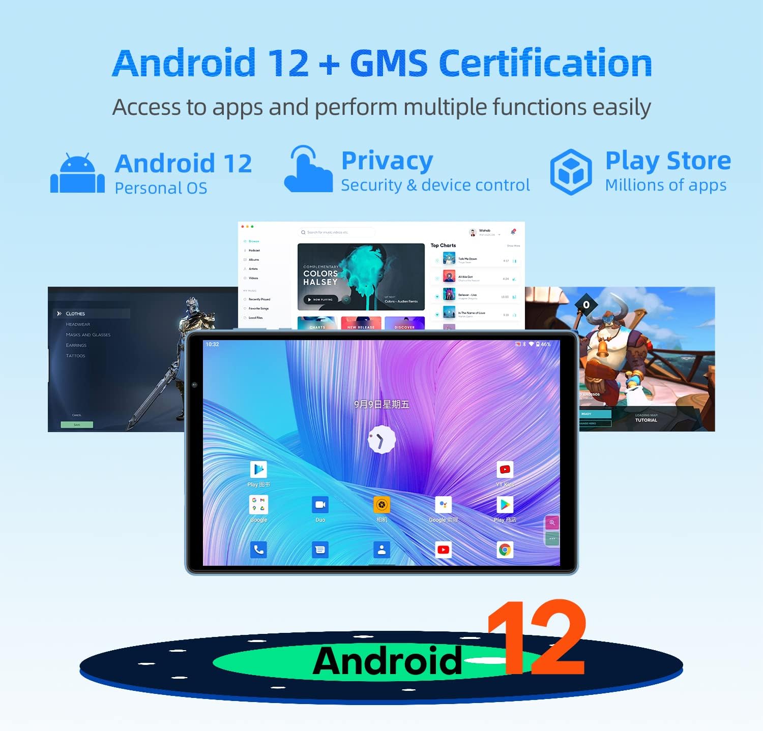 TECLAST P25T Tablet Android 12 8GB RAM 64GB(TF 1TB), 10 Pollici, Quad Core 1.8GHz, 1280×800 HD IPS, 2.4/5.0GHz WiFi 6, Google GMS, Widevine L1,Type C/Bluetooth 5.0/Dual Camere/Face ID/Blue 2024 TECLAST P25T Tablet Android 12 8GB RAM 64GB(TF 1TB), 10 Pollici, Quad Core 1.8GHz, 1280×800 HD IPS, 2.4/5.0GHz WiFi 6, Google GMS, Widevine L1,Type C/Bluetooth 5.0/Dual Camere/Face ID/Blue 2024