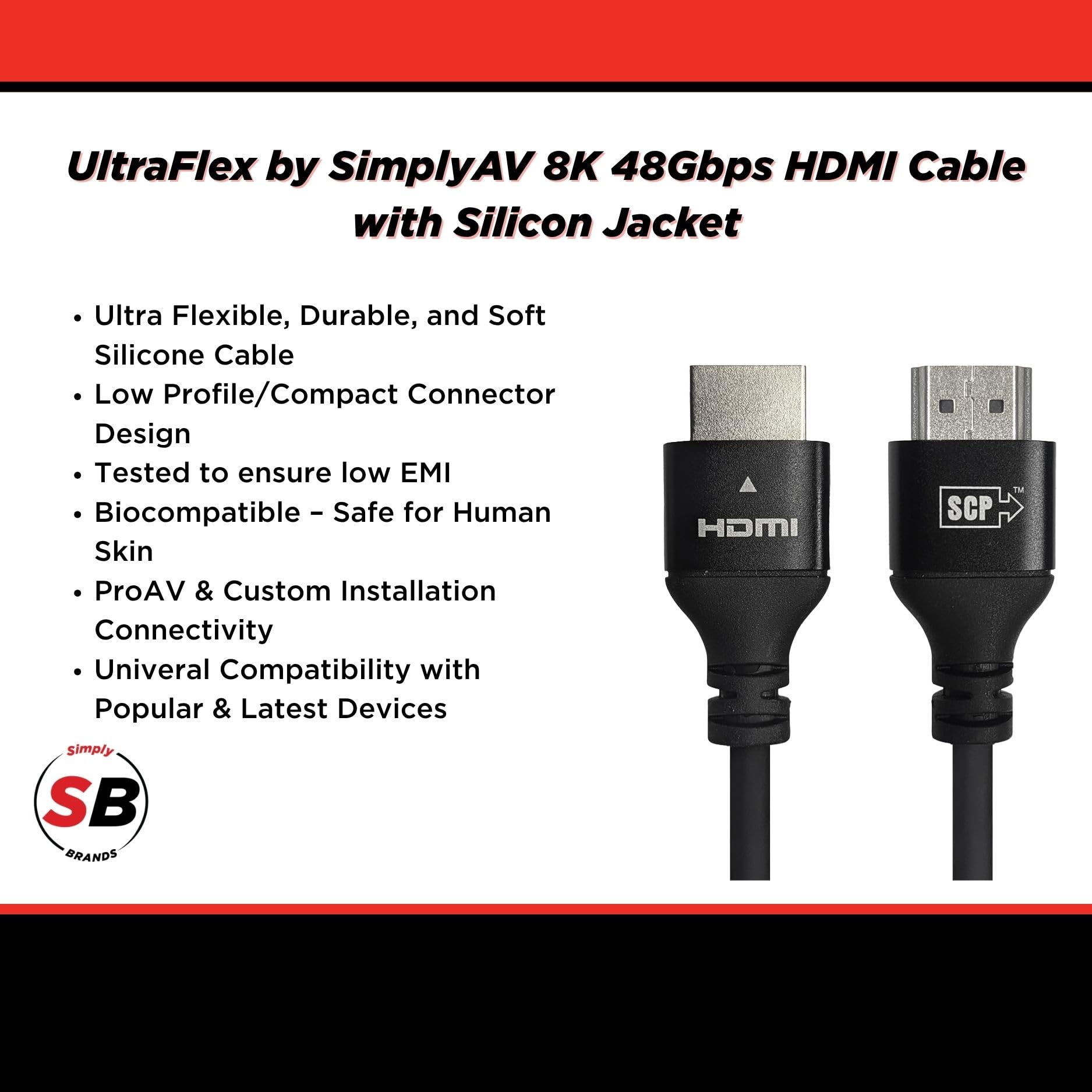 UltraFlex by SimplyAV Câble HDMI ultra haut débit 8K 48 Gbps 5 m