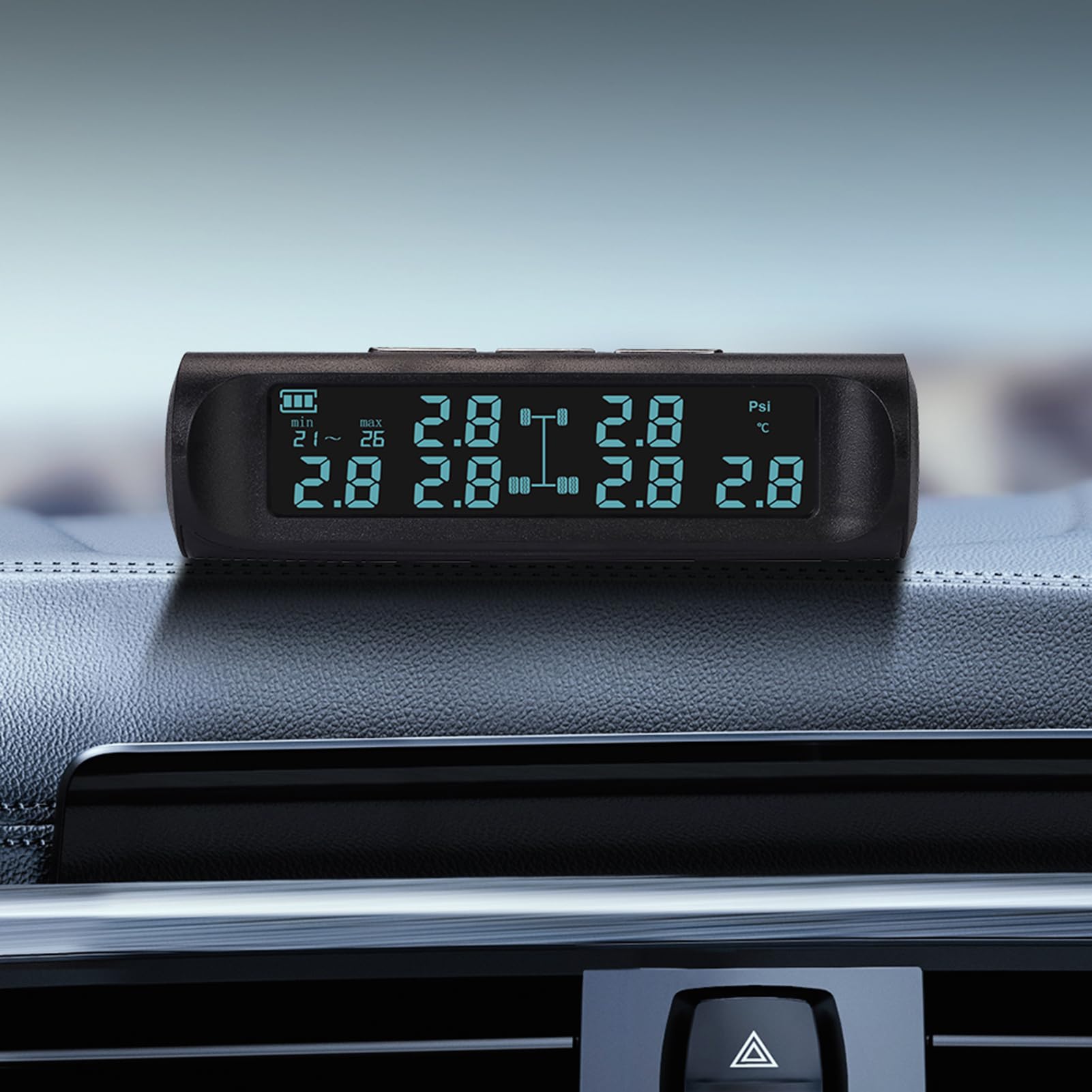 Shkalacar Presion Neumaticos Caravana, Sistema de Control de Presión de Neumáticos Tpms Carga de 6 Ruedas con Energía Solar para Camiones, Vehículos Recreativos, Autobuses