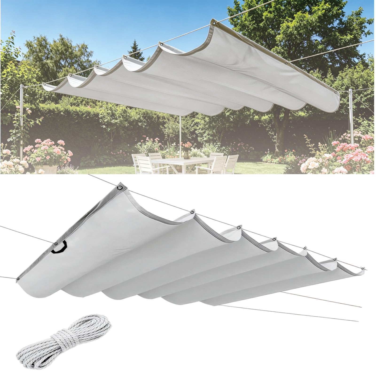 Voile ombrage rétractable 150 x 415 cm toile PES résistant patio