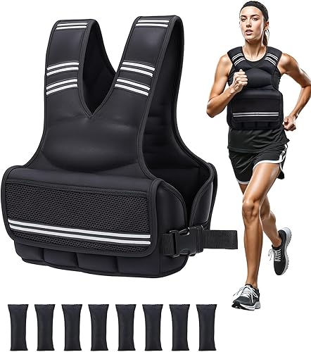 Weighted Vest for Women Men, 8-18lbs Adjustable Running Vest with Reflective Stripe, Comfortable Weight Vests for Workout, Strength Training, Running, Walking, Jogging