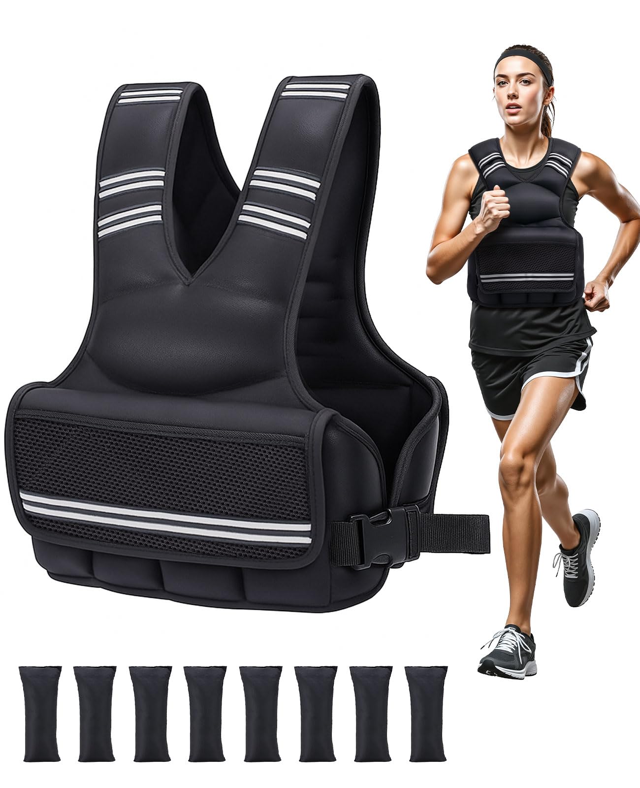 9-18lbs Adjustable Weighted Vest for Men Women Running Vest with Reflective Stripe Comfortable Weight Vests for Workout Strength