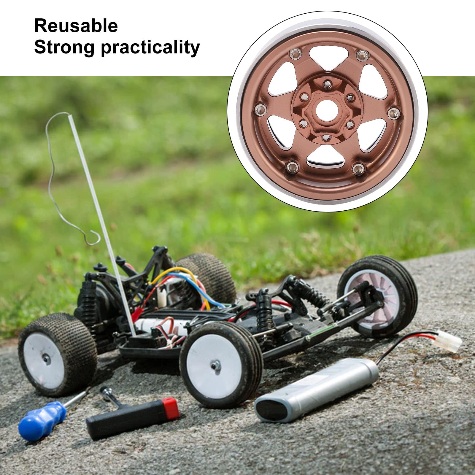 4 szt. 1,9 cala RC piasta samochodowa ze stopu aluminium do 1/10 RC Track do Axial SCX10 90046 AXI 03007 do MST (brązowy)