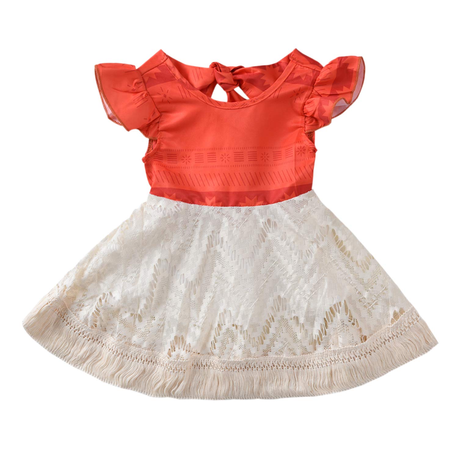 Baby Girl Moana Fancy Dress Romper Sister Matching Ruffle Lace Outfits Costume