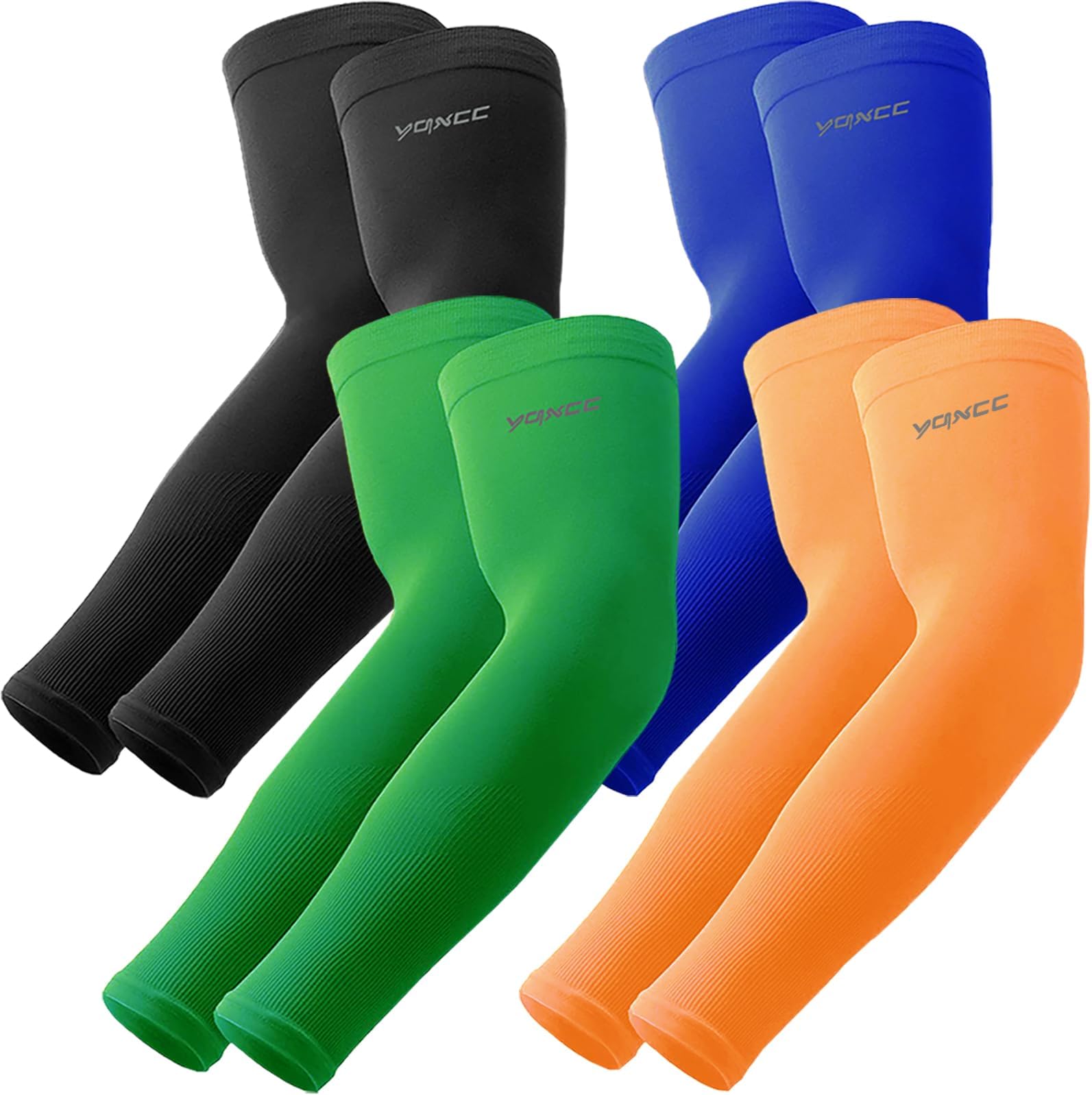 YQXCC 4 Pairs UV Sun Protection Arm Sleeves - Tattoo Cover Up - UPF 50 Sports Compression Cooling Sleeve for Men & Women