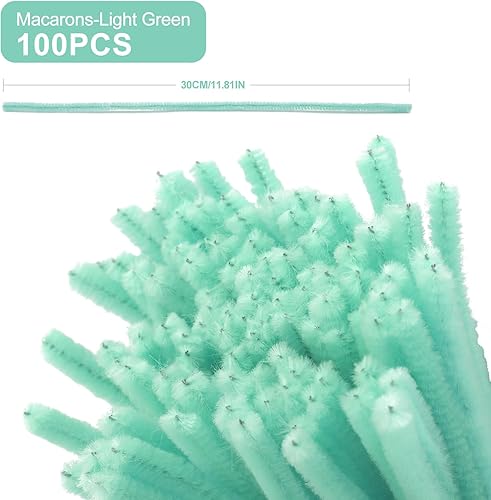 Miniatura 2 de 100 piezas de limpiadores de tuberías para manualidades, limpiadores de tuberías con tallo de felpilla, limpiadores de tuberías verde claro,