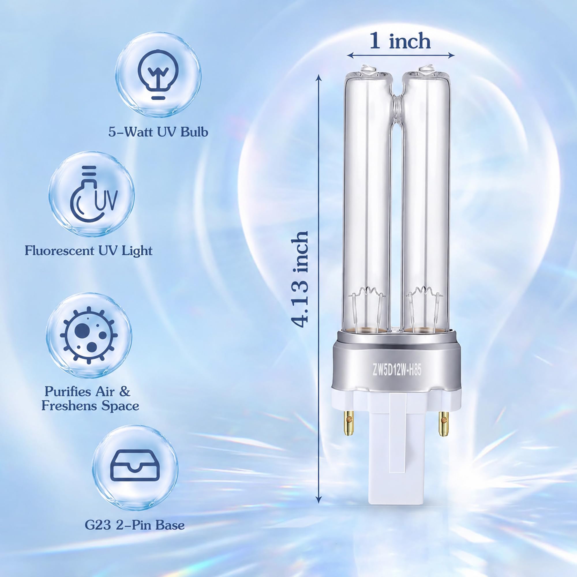LB4000 Lot de 4 ampoules UV-C 5 W LB4000 compatibles avec les modèles Germ Guardian AC4300BPTCA AC4825 AC4850 AC4850PT AC4900 AC4900CA AC5300B AC5350B AC5350
