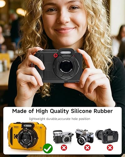 Miniatura 6 de Funda protectora de silicona para cámara digital Pixpro wpz2 con tapa de lente extraíble, protector de pantalla y cordón - (negro)