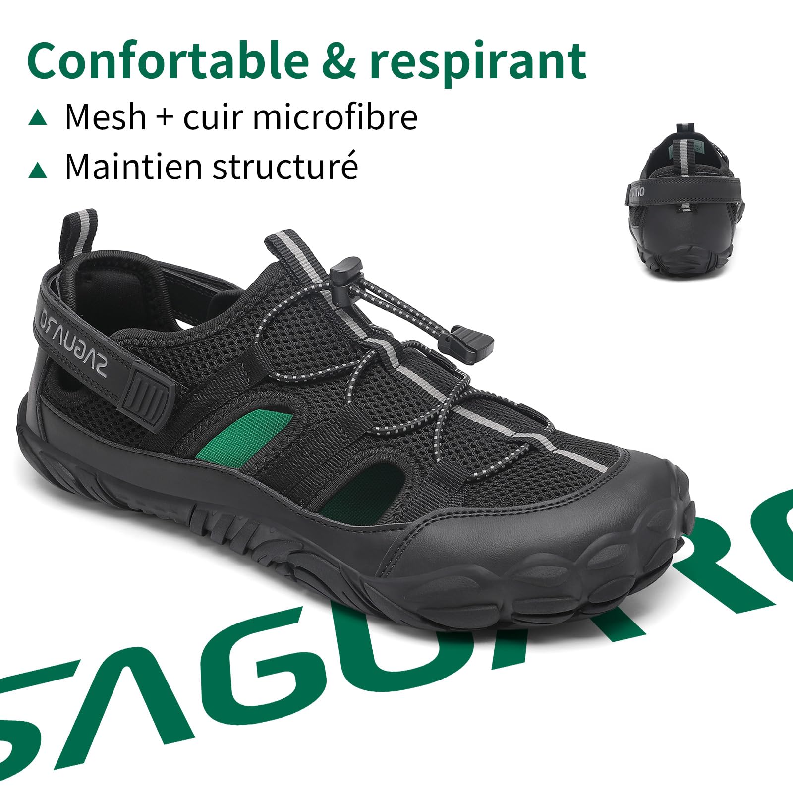 SAGUARO Unisexe Sandales de Randonnée Antidérapant Été avec Semelle Zero Drop et Wide Toe Box, 36-48