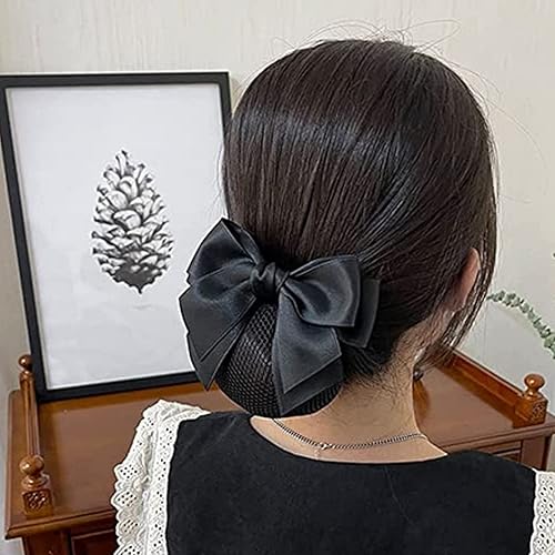 Miniatura 4 de 4 pinzas para el cabello para mujer con moño, cubierta de moño para el cabello, pasadores, red de red para el pelo (2 unidades, azul + 2 negro)