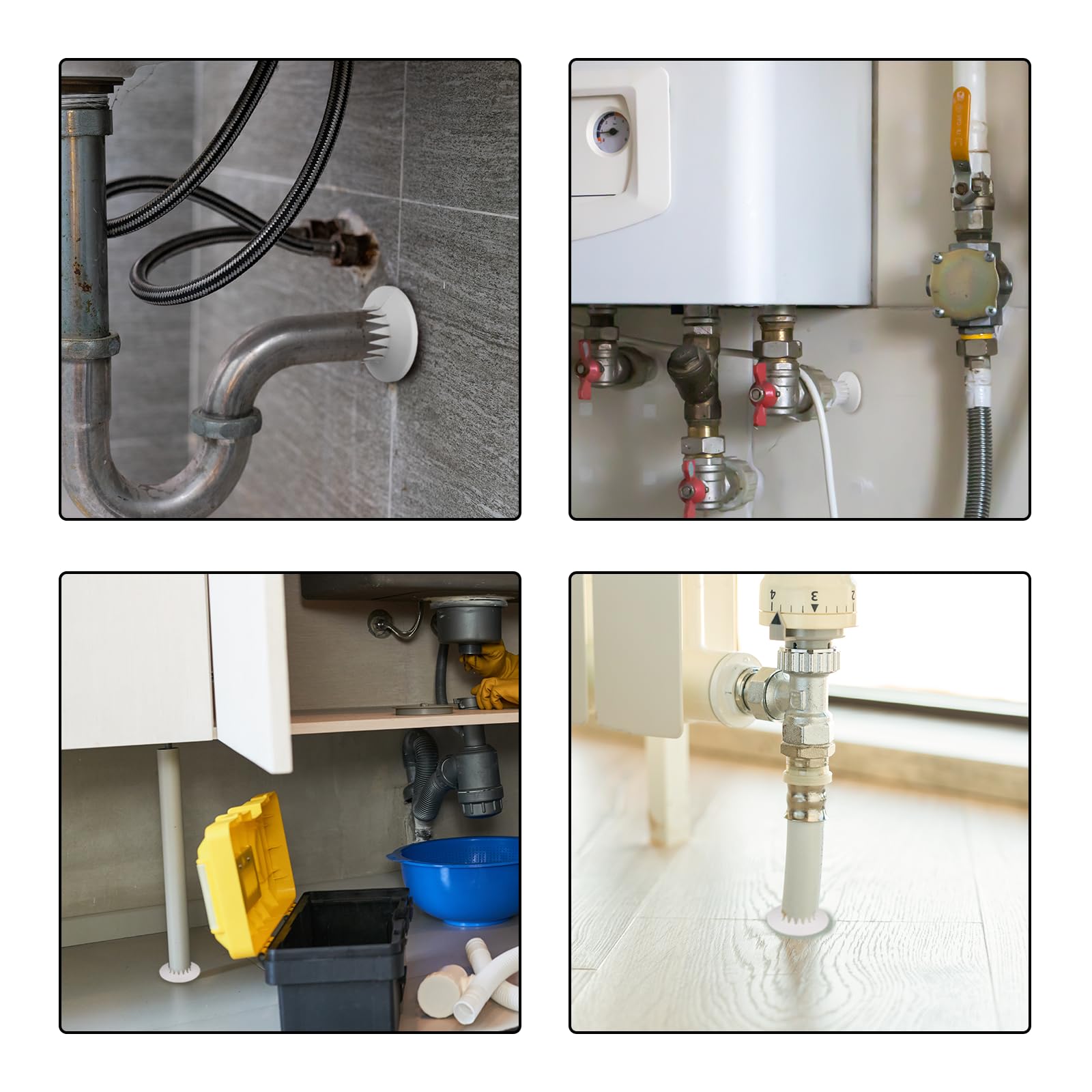 Molain Dekoracja osłony rury wodnej, 5 szt., osłony hydrauliczne, osłona przewodu odpływowego, rozeta PP, plastikowa rozeta, osłona rury toaletowej do rur wodnych (14-29 mm)