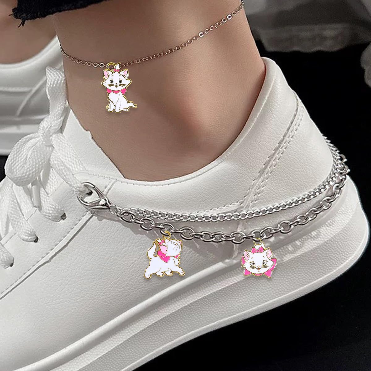 24 Pieces Enamel Cat Charms for Jewelry Making, 6 Styles Cute Pink Cat Charms Earring Necklace Bracelet Pendants DIY Crafts - Image 2