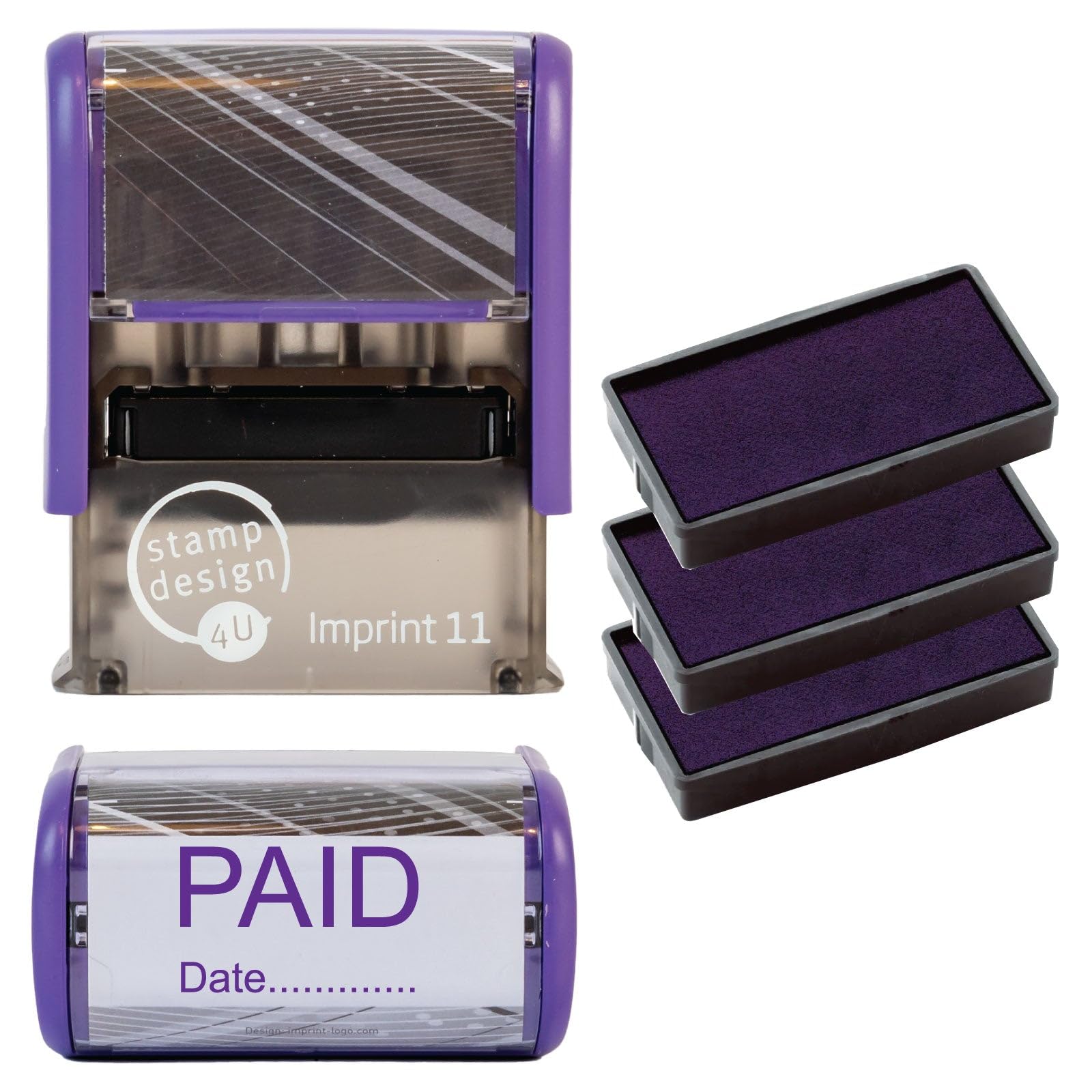 Paid with Date Rubber Stamp Self Inking- SD4U Imprint 11 38 x 14mm - Capital Bold Lettering to Ink Your Documents