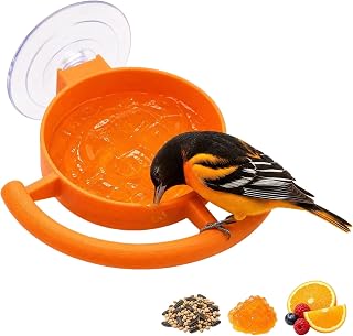 Window Bird Feeder with Strong Suction Cup, Oriole Jelly Feeder for Wild Birds, Window Mounted Tray Feeder, Weather Resistant Easy to Clean, Gift for Garden Home Bird Lovers