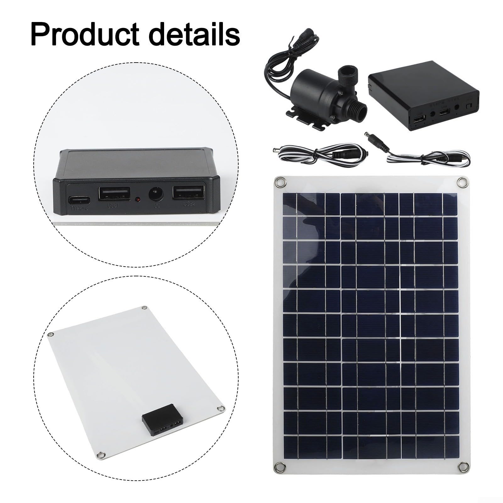 Pompa solare per laghetto da 50 W, set completo con pannello da 12 V, fontana d'acqua silenziosa per laghetto da giardino, acquario, portata 800 l/h, facile installazione