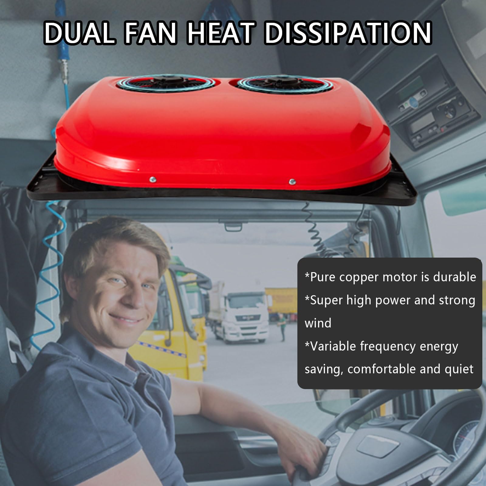 Klimatyzator dachowy 12 V do kampera, 4 duże wyloty powietrza, pilot zdalnego sterowania, zintegrowany panel sterowania, wydajne chłodzenie dla pojazdów 12 V/24 V