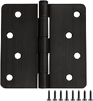 Vista 12 de Design House Bisagras para puerta interior, 4.0 in. x 4.0 in., Redondeado, 1/4-pulg Radio, Acero, Pre-Lubricado, Herrajes para Puerta, Negro Mate