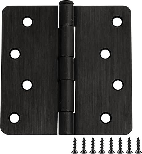 Miniatura 12 de Design House Bisagras para puerta interior, 4.0 in. x 4.0 in., Redondeado, 1/4-pulg Radio, Acero, Pre-Lubricado, Herrajes para Puerta, Negro Mate