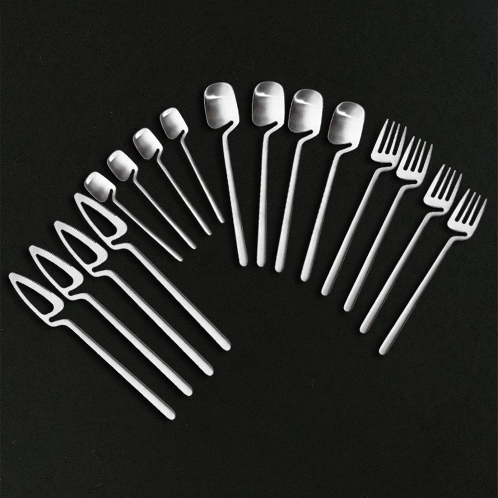 SIIGVER SITIBRE DE SERVICIOS DE ACERO INOXIDABLE 16 PCS MATE CUBIERTARIO CUBIERTAS CAPA CUCHILLA CUCHILLA DE CAPA DE CUCHILLA DE TORRIZADORES OCCIDUTOS CONFIGURAR (Color : Silver)