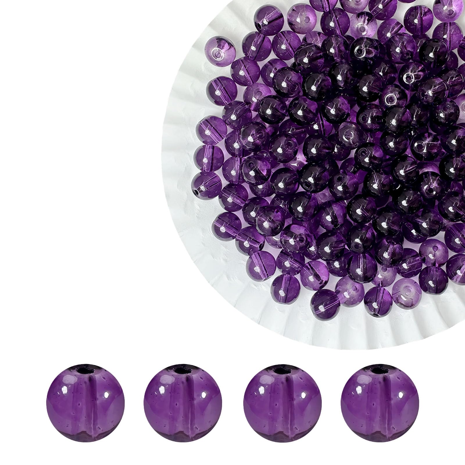 Photo 1 of PAMIR TONG 400pcs 8mm Transparent Purple Round Glass Beads for Bracelet Pretty Smooth Loose Beads for Necklace-Earring-Jewelry Making-Home Decor and DIY Crafts & Projects