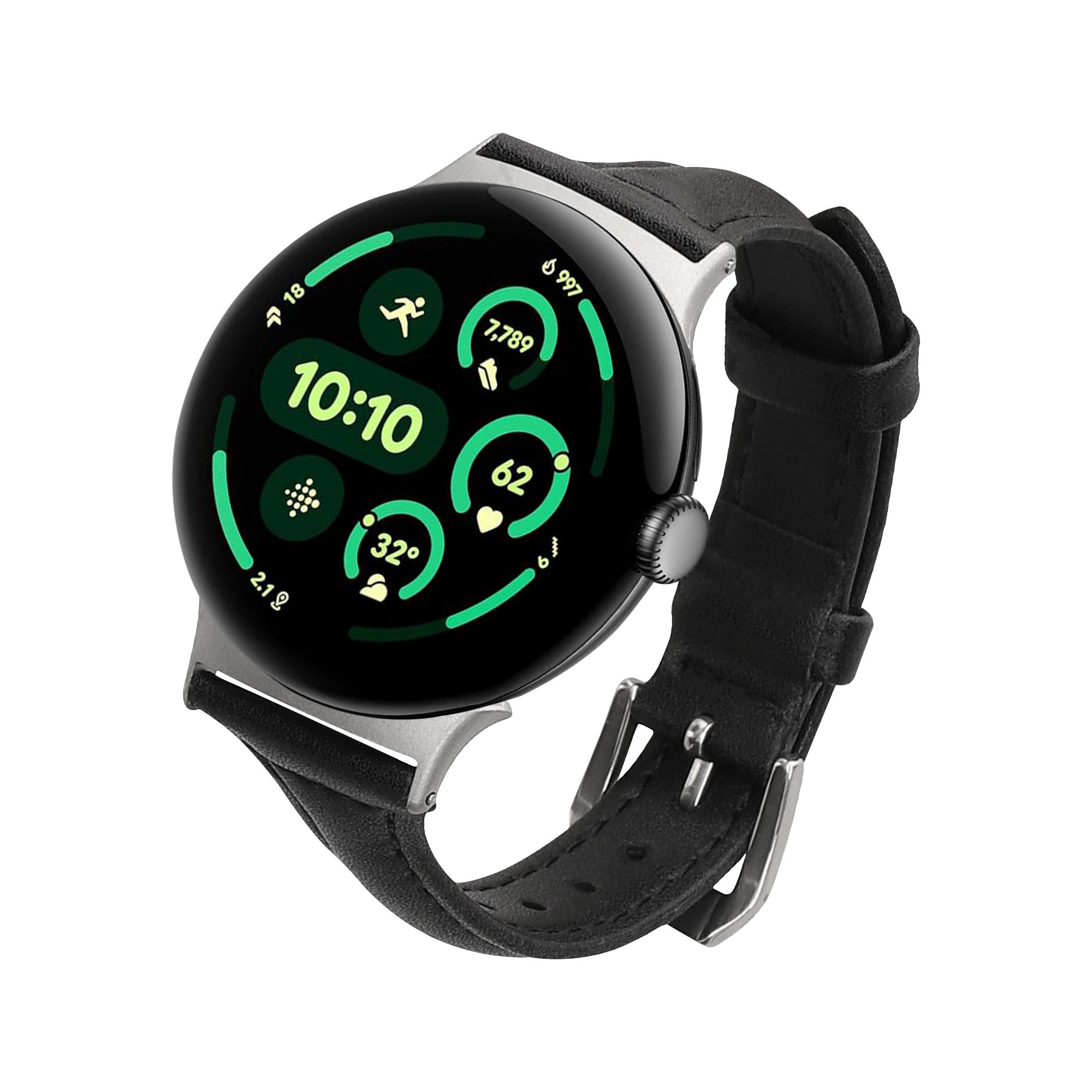 kwmobile pasek do zegarka z prawdziwej skóry kompatybilny z Google Pixel Watch 3 45mm / Watch 4 45mm - pasek wymienny do fitness trackera - pasek do smartwatcha - czarny
