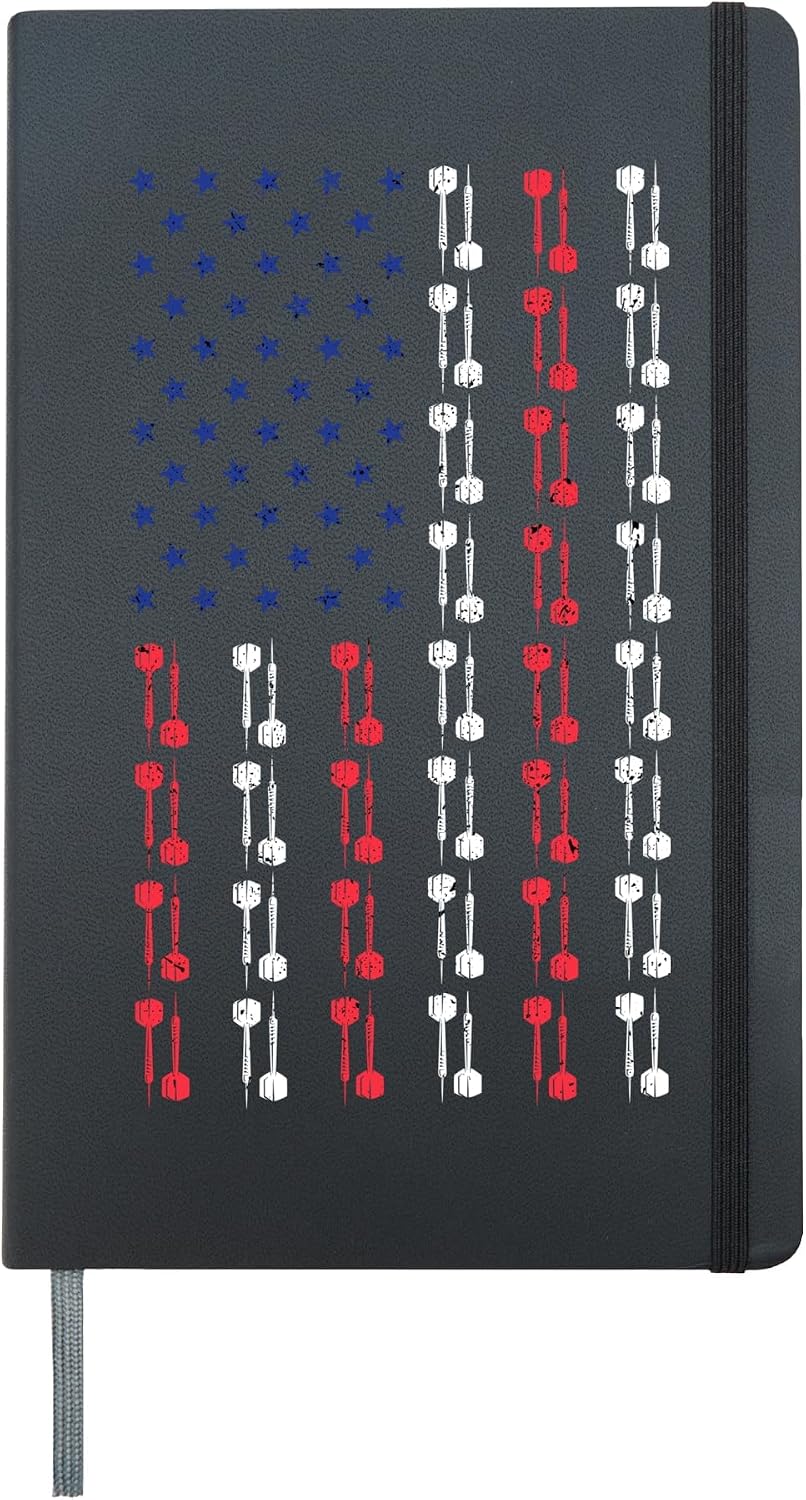 Dart American Flag Bullshooter Patriotic Darts Game Player Hardcover Journal, Black
