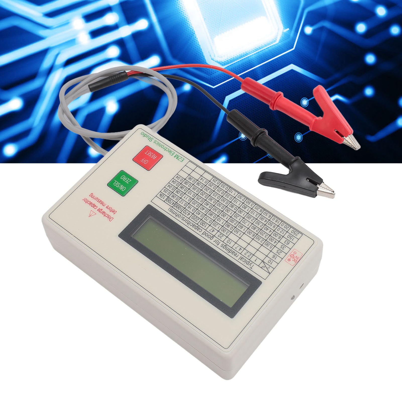 Tester, Genaues Kondensatormessgerät mit Intelligenter Abschaltfunktion und Kurzschlusssynchronisation, Messgerät aus ABS-Material für Heimwerker