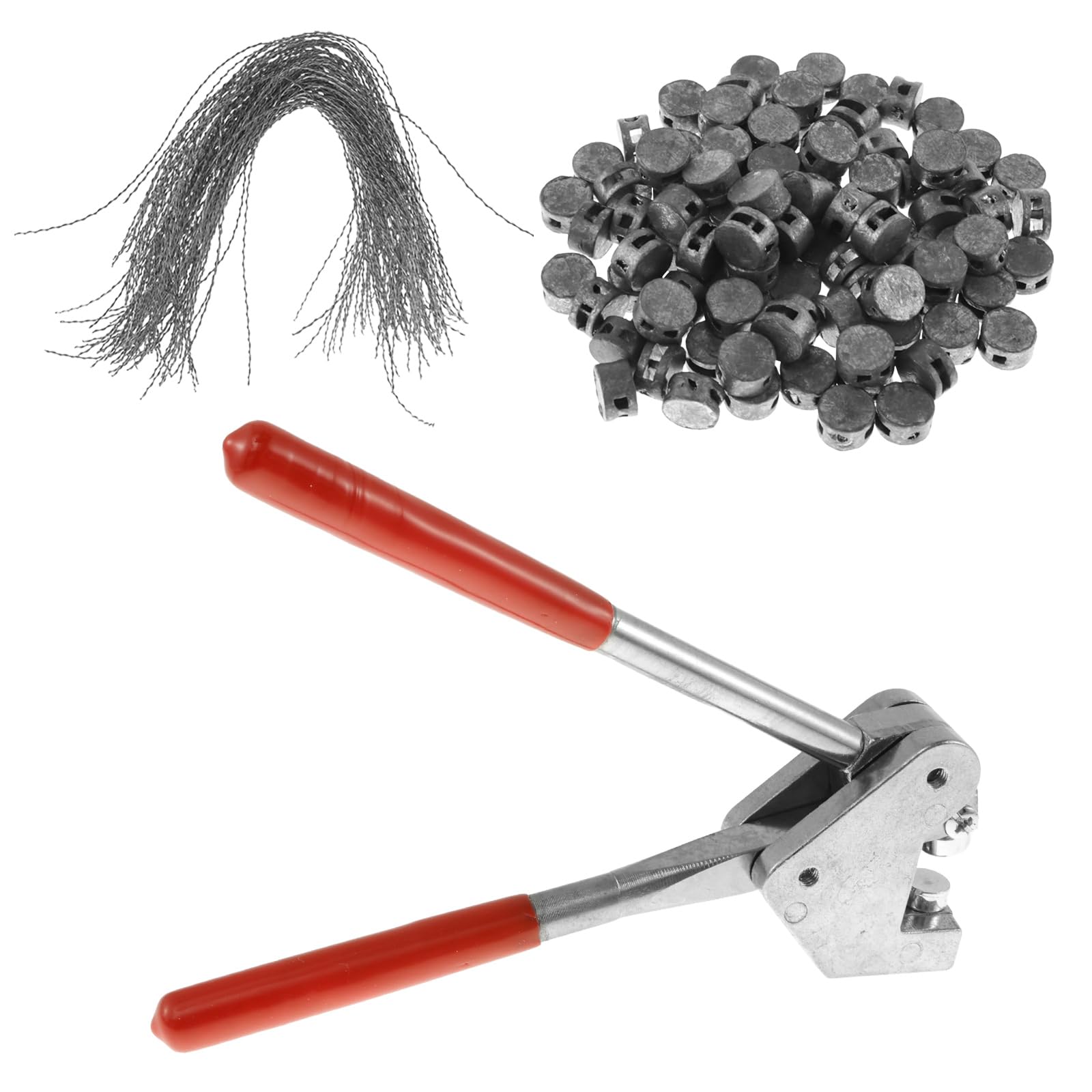 Lead Sealing Pliers Set, Stainless Steel Security Sealing Plier Tool with 100 Lead Seals (8 mm), 100 Sealing Wire (150 mm) for Water Meters, Electricity Meters, Logistics, Luggage, Vehicles