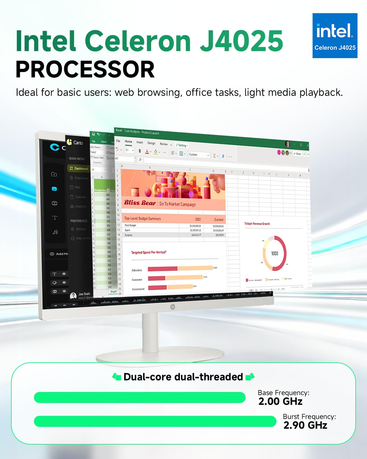 HP All in One Desktop Computer for Home, Intel Celeron J4025, 21.5 inch FHD Anti-Glare, Wi-Fi 6, 16 GB DDR4, 512 GB SSD, Compact All-in-One PC, Wired KB & Mouse, Windows 11 Pro