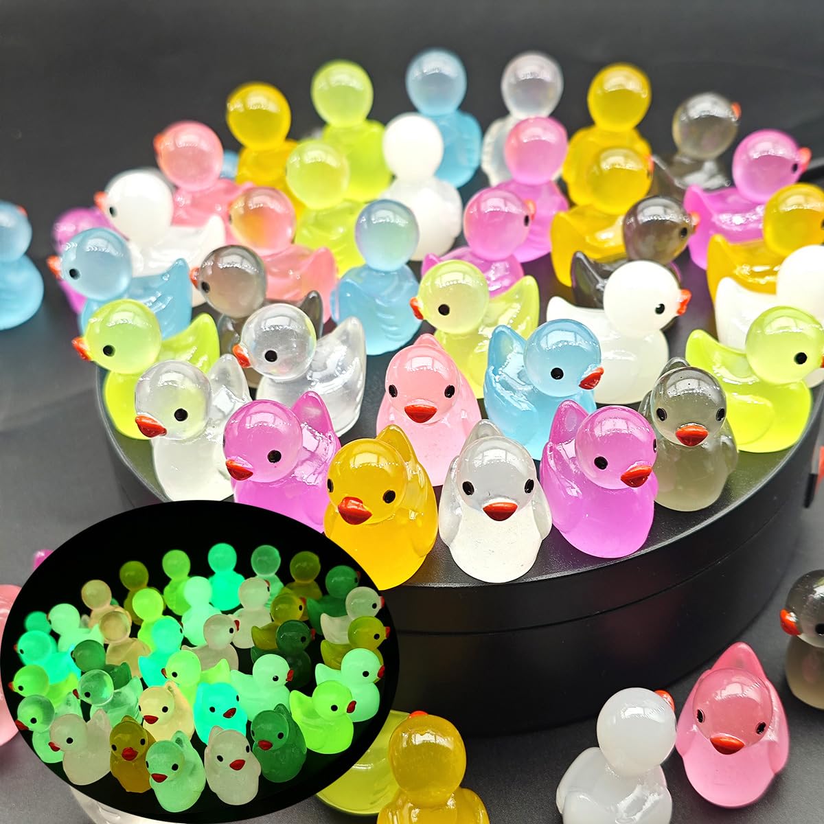 Luminous Resin Large Size Duck Big Duck Miniature Characters Garden Landscape Aquarium Dollhouse Potted Plants Decorations 50PCS