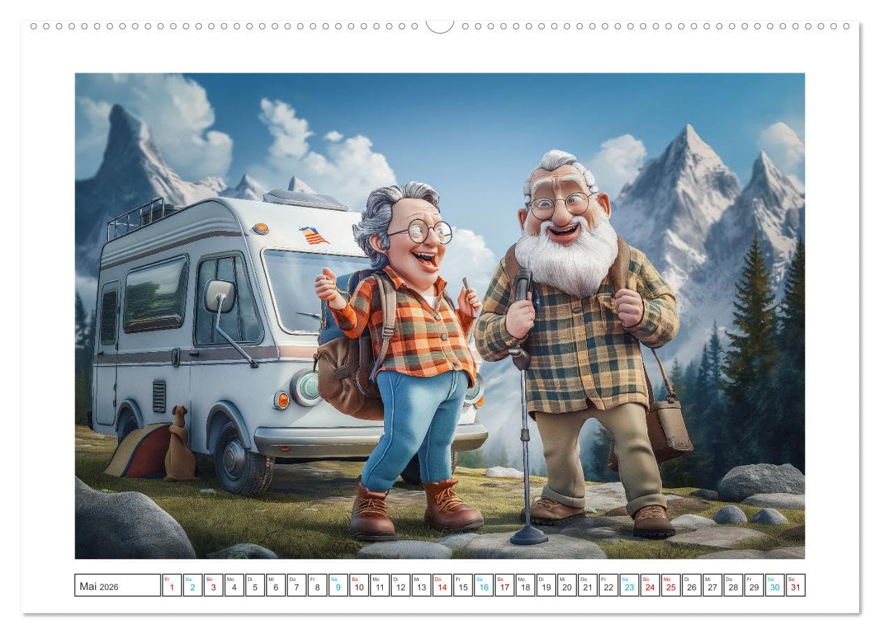 Alt, aber nicht leise (hochwertiger Premium Wandkalender 2026 DIN A2 quer), Kunstdruck in Hochglanz: Satirische Sprüche und witzige Illustrationen ... zum alten Eisen gehören. (CALVENDO Spass)