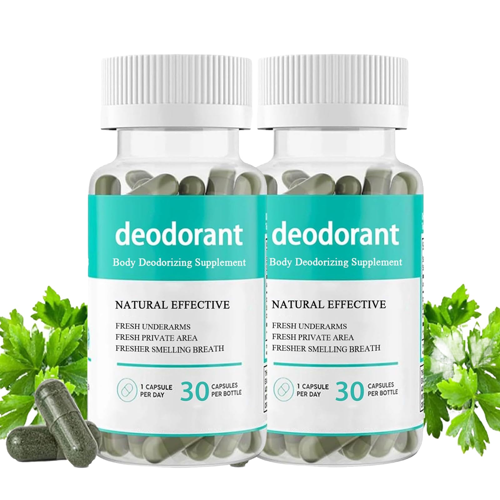 Suplemento Desodorante Interno, Suplemento Desodorante Corporal, Suplemento Desodorante Para Todo El Cuerpo, Suplemento De Clorofila, Control Natural Del Olor Clorofila (2 botellas)