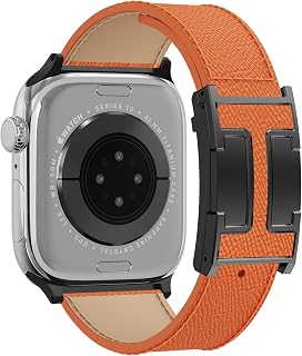 Magnetic Leather Strap Compatible with Apple Watch Ultra Strap 49 46 45 44 42 41 40 38mm, Designer Replacement Wristband for Men and Women, iWatch Ultra 2/Ultra/SE/Series 10/9/8/7/6/5/4/3/2/6