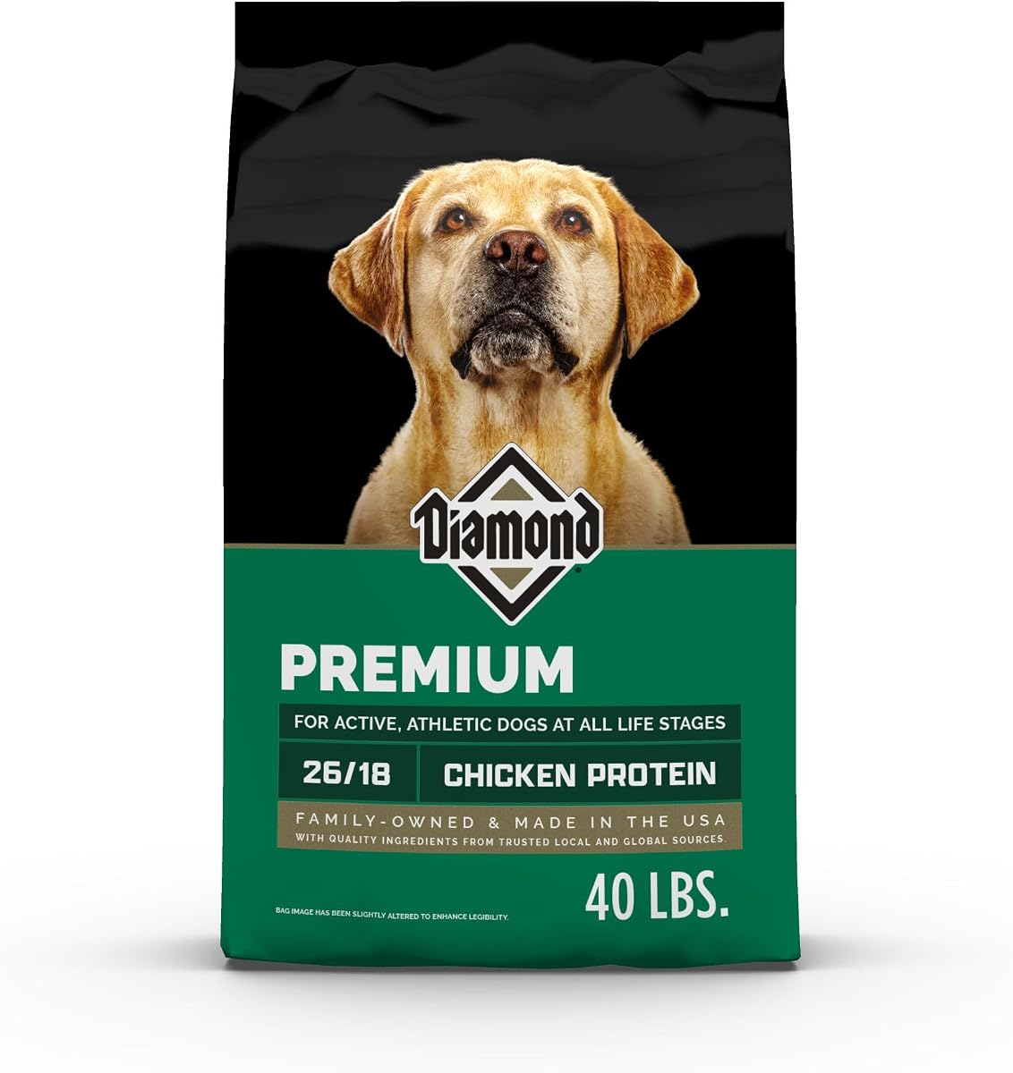 Alimento seco para perros Diamond Premium para cachorros, adultos y personas mayores, proteína de pollo, 40 lb | Para perros activos y atléticos | 75% de proteína de origen animal | Glucosamina garantizada para ayudar a apoyar las articulaciones y la movilidad